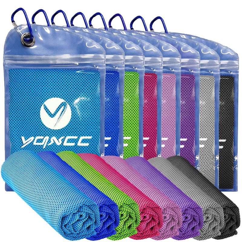 YQXCC Cooling Towels | 8 Pack 47"x12" | Ice Cool for Neck | Microfiber Soft Breathable Chilly | for Yoga, Sports, Golf, Gym, Camping, Running, Fitness, Workout & More Activities - Image 1